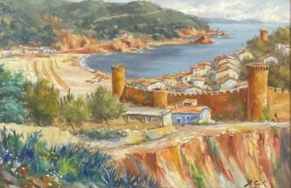 R. Geli Mediterranean Bay, signed, oil on panel, 29cm x 44cm