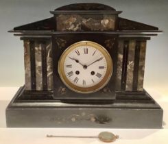 A 19th century French marble architectural mantel clock, c.1880