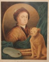 After William Hogarth (19th century) The Painter and His Pug watercolour, 29cm x 22.5cm