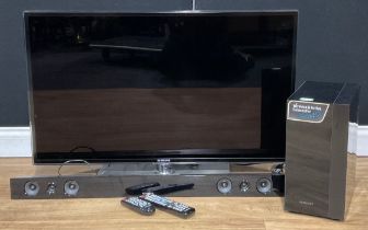 A Samsung UE40D6530 television; a Samsung HW-E450 sound bar; a Samsung PS-WE450 Wireless & Active