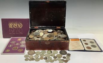 Coins - a George III silver crown, 1819; a Victorian crown, 1889; other pre 1947 silver coins, 194g;