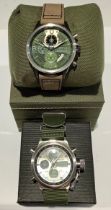 A gentleman's AVI-8 Hawker Harrier II watch, boxed; an Ohsen Tachymeter watch, day/date, start/stop,