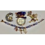 A Kirks Folly Mad Hatter Man In The Moon brooch/pendant, 7cm; other Kirks Folly jewellery, Mad
