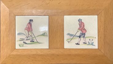 Architectural Salvage, Sporting Interest - two Packard & Ord Golfing tiles, framed