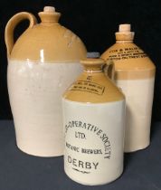 A 19th century stoneware two gallon flagon, two-tone with handle, impressed Carver & Bates,