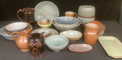 Studio Pottery - bowls, dishes, jugs, etc, some monogrammed, qty