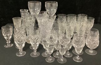 A pair of Stuart Crystal drinking glasses, designed by Jasper Conran; assorted drinking glasses, six