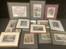 A collection of 19th century and later engravings, including Norwich Cathedral, Ely Cathedral,