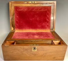 A Victorian brass bound walnut writing box, c.1880