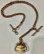 A 9ct gold Albert chain, swivel fob, the chain 43g