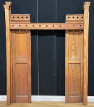 Furniture or Architectural salvage - pine posts and panelling, the tallest post 219cm high