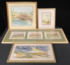 Pictures and Prints - Andrew Findlay, Wooded River Scene, signed, watercolour; Alcuda Marsh signed