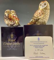 A Royal Crown Derby paperweight, Short Eared Owl, Collectors Guild exclusive, gold stopper, boxed;