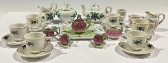 A Victorian dolls tea set; a strawberry tea for two set