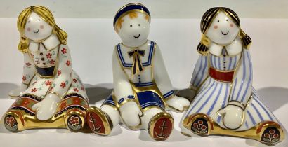 A Royal Crown Derby Treasures of Childhood miniature figure, Rag Doll; others, Ragdoll Sailor,