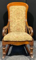 A Victorian mahogany rocking chair, 101.5cm high, 53cm wide, 82cm deep, 49cm seat depth