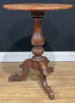 A Victorian mahogany tripod occasional table, the underside unusually later applied with