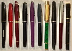 Pens - a collection of fountain pens, various makes and types, faux malachite with iridium point,