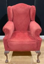 A George II style wing chair, 116cm high, 83cm wide
