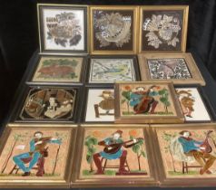 Architectural Salvage - a collection of 1970's majolica tiles, various patterns including a set of