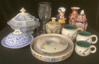 Collection of ceramics, including Royal Crown Derby, Japanese Imari ware, Poole, Denby, Edwardian