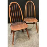 A pair of Ercol Elm and Beechwood, 365 model, ‘Quaker’ chairs, (2).