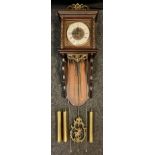 A contemporary Dutch Urgos style wall clock, triple weight, pendulum, 75cm high x 29.5cm wide.