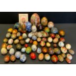 Decorative eggs - (mostly mid century)cloisonné, Chinese export, hand painted wood, lacquered,