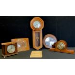 Clocks - An Edwardian inlaid mahogany mantle clock; Highlands 31 day chiming wall clock; barometer