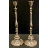 Interior design - An impressive pair of steel candlesticks, 64cm high