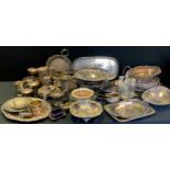Plated ware - Victorian and later plated ware including; galleried trays, set of four small goblets,