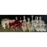 Glass ware - Caithness crystal bottle decanter, pair of cocktail glasses, wine glasses, goblets,