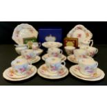 A Royal Crown Derby, 'derby posies' tea set for six including six tea cups and saucers, milk jug,