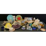 Ceramics and clocks, large quantity of porcelain to include cheese dishes, bone china plates,