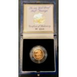 Coins and tokens - Royal Mint 1994 Gold proof half sovereign,4 grams, in protective plastic capsule