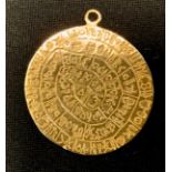 A 14ct gold Greek coin medallion, stamped 585,. 5.6g