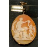 A Victorian cameo brooch, 9ct gold mount, 15.9g gross