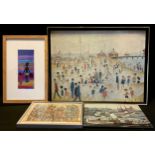 Pictures and prints - L. S. Lowry, after, Lytham Pier, print on board, 43.5cm x 58cm; another,