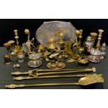 Metal ware - Brass and silver plated including galleried tray, pair of sundae dishes, a Daniel and