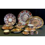 Royal Crown Derby including 1128 pattern, old imari plate, miniature tea set on tray, thimble,