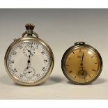 Gruen - 1940s Veri-Thin Precision gold plated open face pocket watch, gild dial, Roman numerals,