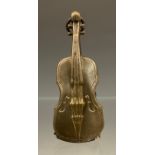 A Victorian novelty souvenir vesta in the form of a violin, decorated with the Blackpool Tower, c.