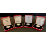 Silver Proof Piedfort £1.00 pound coins, 1996. 1997, 1999, 2000, each cased with certificate (4)