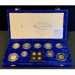 Coins: a 2000 Royal Mint 'The United Kingdom Millennium Silver Collection', containing thirteen