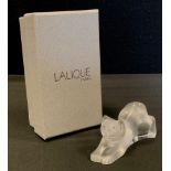 A Modern Lalique figure, Frosted Kitten Stretching, ref 1217300, boxed