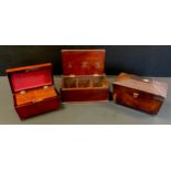 Boxes and objects - a mahogany pub or ‘men’s’ club cigar box, hinged lift-up lid revealing three