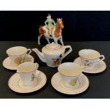 Beswick hunts girl on skewbald pony; Wadeheath ware 'Walt Disney Mikey Mouse' miniature tea set