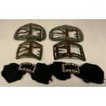 A pair of Victorian shoe buckles, paste surrounds; others (3 pairs)