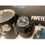 Bamford London - a Popeye GMT limited edition wristwatch, two tone black and blue dial with Popeye