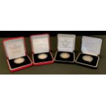 Piedfort silver proof £2 (Two) pound coins - 1994, 1995, 1997, 1999, all boxed with certificates (4)